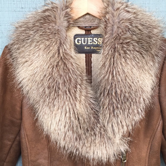 guess leather fur jacket
